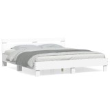 Cumpara ieftin Cadru de pat cu tablie, alb, 180x200 cm, lemn prelucrat