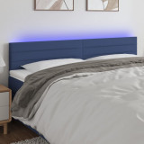 VidaXL Tăblie de pat cu LED, albastru, 160x5x78/88 cm, textil