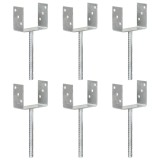 Ancore de gard, 6 buc., argintiu, 12x6x30 cm, oțel galvanizat