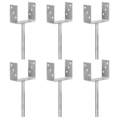 Ancore de gard, 6 buc., argintiu, 12x6x30 cm, oțel galvanizat