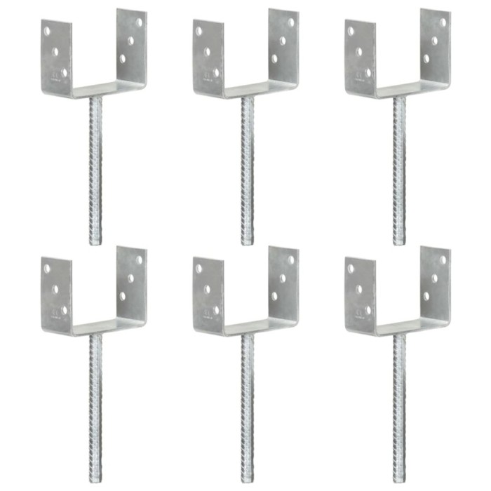 Ancore de gard, 6 buc., argintiu, 12x6x30 cm, oțel galvanizat