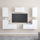 vidaXL Set dulapuri TV, 6 piese, alb, lemn prelucrat