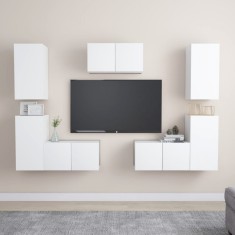 vidaXL Set dulapuri TV, 6 piese, alb, lemn prelucrat foto