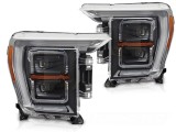 Set de faruri LED de tuning potrivit pentru Ford F150 2020-2023 cu baza neagra, pentru modelul cu lumini DRL de fabrica, stanga si dreapta Performance