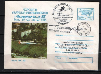 ROMANIA 1993 - AVIATIE. PRIM ZBOR AVION IAK-52. PLIC OCAZIONAL, FDCRO6 foto