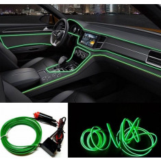 Fir Neon Auto Electroluminiscent El Wire 2M Cu Lumina Verde Cu Droser Si Mufa Bricheta 263963
