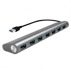 HUB extern LOGILINK conectare prin USB 3.0 cablu 0.1 m argintiu UA0308 foto