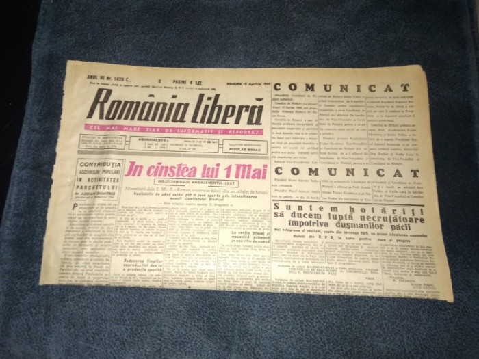 ZIARUL ROMANIA LIBERA 16 APRILIE 1949
