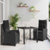 VidaXL Set de masă pentru grădină 3 pcs Negru poliratan 3380372