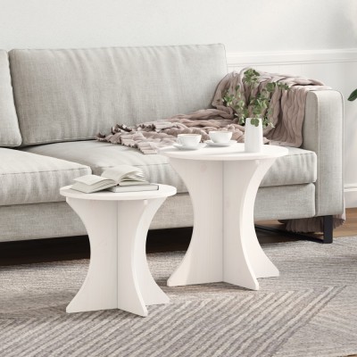 Set de măsuțe de cafea 2 pcs Alb 46 x 46 x 47 cm foto