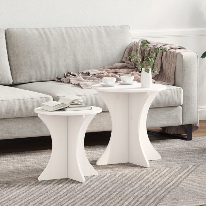 Set de măsuțe de cafea 2 pcs Alb 46 x 46 x 47 cm