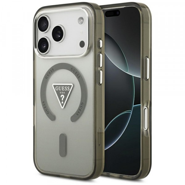 Husa MagSafe pentru Apple iPhone 17 Pro, Guess, IML Gradient Triangle Logo, Kaki