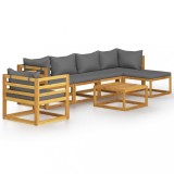 Cumpara ieftin Set mobilier gradina cu perne, 7 piese, lemn masiv de acacia