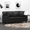 Gossi canapea cu 2 locuri cu pernute, negru, 120 cm, piele ecologica