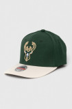 Mitchell&amp;Ness șapcă din amestec de l&acirc;nă Milwaukee Bucks culoarea verde, cu imprimeu