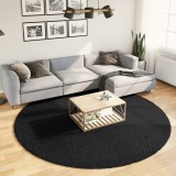 vidaXL Covor pufos &quot;PAMPLONA&quot; cu fire &icirc;nalte, negru modern, &Oslash; 240 cm