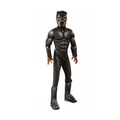Costum cu muschi Black Panther Deluxe pentru baiat - Avengers 100-110 cm 3-4 ani foto