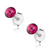 Cercei din argint 925, cristal Swarovski rotund fuchsia, 4 mm