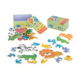 Set 6 puzzle-uri cu animale din Safari, in cutie metalica, 25 piese