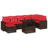 Cumpara ieftin Set canapele de gradina cu 8 piese si perne, poliratan maro