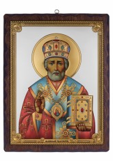 Icoana Sfantul Nicolae argintata 17x21,5 cm