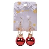 Cercei Craciun Globuri Rosii Aurii, Fundite Elegante, Bijuterii Festive - 1 Pereche