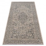 Covor L&acirc;nă JADE 45018/100 Ornament, cadru bej / albastru OSTA, 67x130 cm
