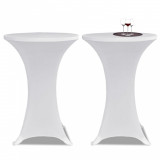 VidaXL Husă de masă cu picior &Oslash;80 cm, 2 buc., alb, elastic