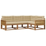 vidaXL Set de canapele de exterior cu pernă 4 pcs Natural și Bej 3382531
