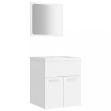Set mobilier de baie, alb, lemn prelucrat