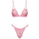 Seturi de Lenjerie - Cottelli Fantezie Set Sutien si Chilotei Tanga Roz Intens Small-Medium