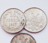 Cumpara ieftin 294 Finlanda 50 pennia 1917 Nikolai II Civil War, without crown km 20 UNC argint, Europa