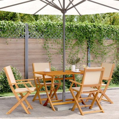 vidaXL Set mobilier de grădină 5 piese textil bej/lemn masiv 3281703 foto