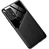 Husa Piele OEM LENS pentru Xiaomi Redmi 9A / Xiaomi Redmi 9AT, cu spate din sticla, Neagra