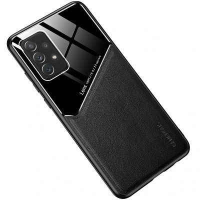 Husa Piele OEM LENS pentru Samsung Galaxy A21s, cu spate din sticla, Neagra foto