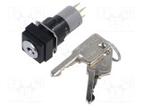 Comutator rotativ cu cheie 16mm EAO seria 51, 2 poziții stabile, NC NO
