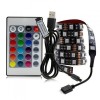 Banda LED RGB 1m cu Telecomanda, 4.8W, Multicolor, Flexibila, Interior, Negru, 5V
