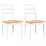 Cumpara ieftin Scaune de sufragerie 2 buc Cauciuc din lemn masiv alb