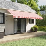 VidaXL P&acirc;nză copertină de rezervă, dungi roșii și albe, 5x3,5 m
