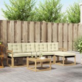 vidaXL Set mobilier gradina exterior 6 piese lemn acacia perne alb crem