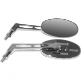 Oglinzi Moto Universale Negre, Filet M10, Tija Lunga, Forma Ovala - Set 2 Bucati