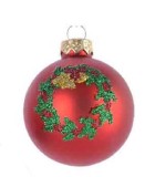 Cumpara ieftin Glob decorativ - Bauble Glass Poinsettia Wreath - Coronita | Kaemingk