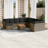 Gossi set canapea de gradina cu perne, 12 piese, gri, poliratan