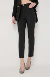 Elisabetta Franchi pantaloni femei, culoarea negru, mulata, high waist