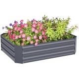 Outsunny Pat &icirc;nalt din oțel galvanizat, Pat de grădină, Cuva pentru plante, Cuva pentru flori, 120 x 90 x 30 cm, Gri &icirc;nchis | Aosom Romania