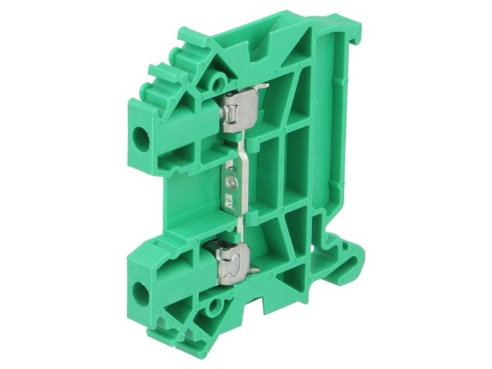 Conector de șine 2 borne, verde, TS35
