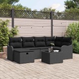 Cumpara ieftin Set de canapele pentru grădină cu pernă 7 pcs Negru Rattan poli