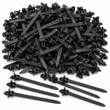 Cumpara ieftin Set 100 bride negre 15 cm x 7 mm cu clips de fixare, coliere reglabile pentru cabluri