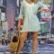 R721RR-1212 Rochie de plaja cu maneci trei sferturi