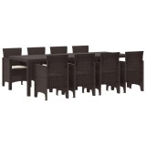 vidaXL Set de masă pentru grădină 9 pcs Maro Ratan Polt 3378741